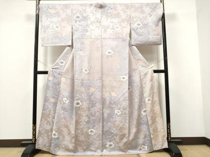 平和屋着物●上質な小紋　地紋起こし　草花文　正絹　逸品　CABJ5109hy