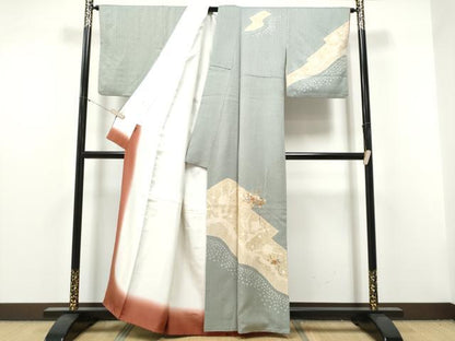 平和屋着物●訪問着　絞り　刺繍　地紙花文　金彩　ますいわ屋扱い　正絹　逸品　CABJ5111hy