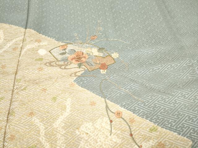 平和屋着物●訪問着　絞り　刺繍　地紙花文　金彩　ますいわ屋扱い　正絹　逸品　CABJ5111hy