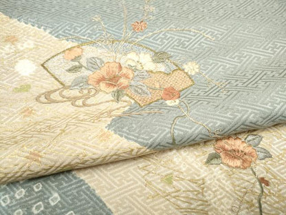 平和屋着物●訪問着　絞り　刺繍　地紙花文　金彩　ますいわ屋扱い　正絹　逸品　CABJ5111hy