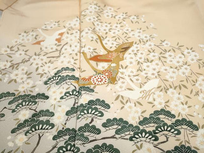平和屋着物●訪問着　飛鶴草花文　暈し染め　金彩　正絹　逸品　未使用　CABJ5112hy