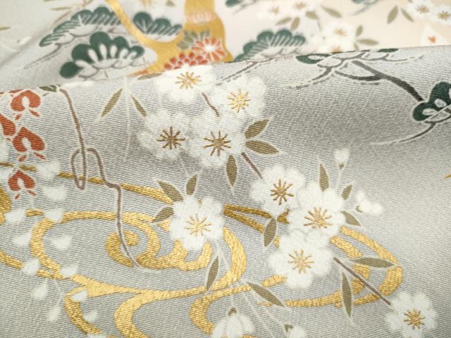 平和屋着物●訪問着　飛鶴草花文　暈し染め　金彩　正絹　逸品　未使用　CABJ5112hy