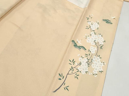 平和屋着物●訪問着　飛鶴草花文　暈し染め　金彩　正絹　逸品　未使用　CABJ5112hy