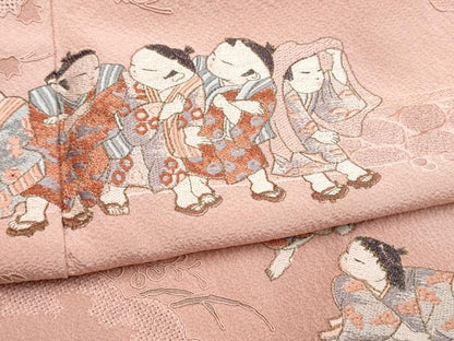 平和屋着物●中国三大刺繍　スワトウ刺繍　総刺繍　訪問着　童子遊び　暈し染め　正絹　逸品　未使用　CABJ5113hy