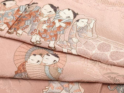 平和屋着物●中国三大刺繍　スワトウ刺繍　総刺繍　訪問着　童子遊び　暈し染め　正絹　逸品　未使用　CABJ5113hy