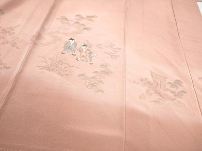 平和屋着物●中国三大刺繍　スワトウ刺繍　総刺繍　訪問着　童子遊び　暈し染め　正絹　逸品　未使用　CABJ5113hy