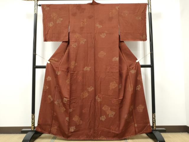 平和屋着物●上質な小紋　地紋起こし　破れ色紙花文　金彩　正絹　逸品　未使用　CABJ5114hy