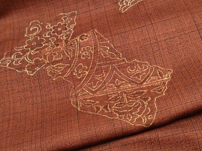 平和屋着物●上質な小紋　地紋起こし　破れ色紙花文　金彩　正絹　逸品　未使用　CABJ5114hy