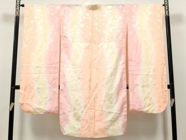 平和屋着物●振袖用長襦袢　無双仕立て　源氏車舞桜地紋　暈し染め　やまと誂製　正絹　逸品　CABJ5118hy