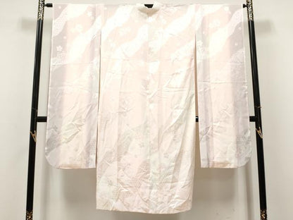 平和屋着物●振袖用長襦袢　無双仕立て　舞桜鈴地紋　暈し染め　正絹　逸品　CABJ5119hy