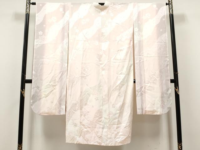 平和屋着物●振袖用長襦袢　無双仕立て　舞桜鈴地紋　暈し染め　正絹　逸品　CABJ5119hy