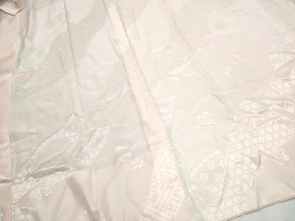 平和屋着物●振袖用長襦袢　無双仕立て　舞桜鈴地紋　暈し染め　正絹　逸品　CABJ5119hy