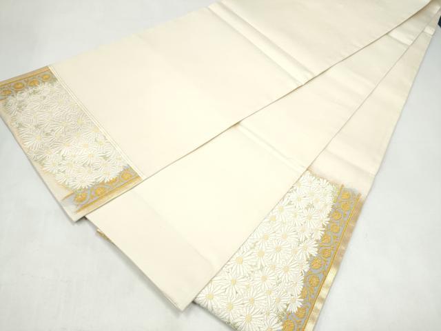 平和屋着物●山口美術織物　皇室　伊勢神宮御用　西陣織　太鼓柄袋帯　唐織　献上春菊文　金糸　正絹　逸品　CABJ5135hy