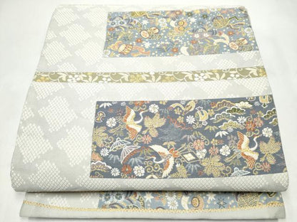 平和屋着物●六通柄袋帯　唐織　紹巴　楽器飛鶴花唐草文　金糸　正絹　逸品　CABJ5138hy