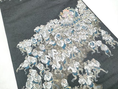 平和屋着物●六通柄袋帯　人物文　金糸　正絹　逸品　CABJ5141hy