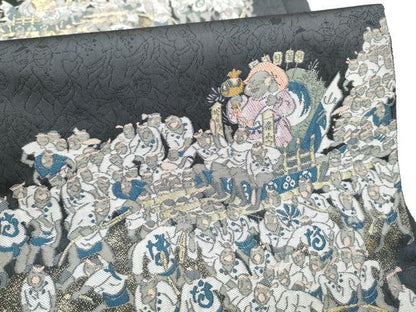 平和屋着物●六通柄袋帯　人物文　金糸　正絹　逸品　CABJ5141hy