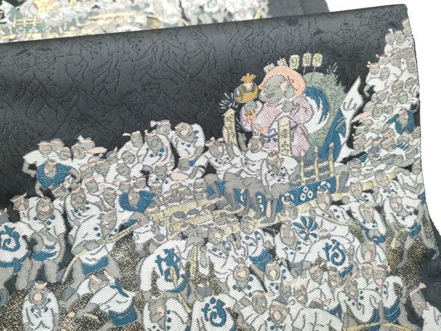 平和屋着物●六通柄袋帯　人物文　金糸　正絹　逸品　CABJ5141hy