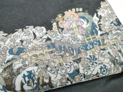 平和屋着物●六通柄袋帯　人物文　金糸　正絹　逸品　CABJ5141hy