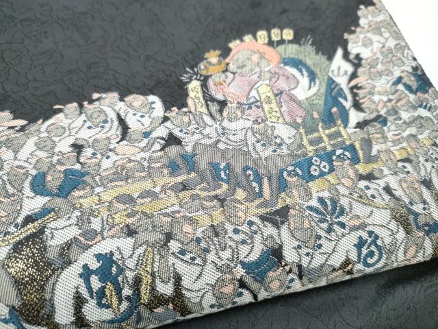 平和屋着物●六通柄袋帯　人物文　金糸　正絹　逸品　CABJ5141hy