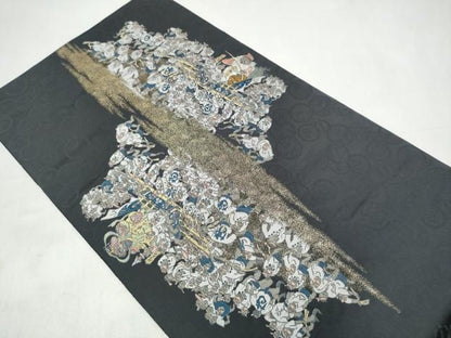 平和屋着物●六通柄袋帯　人物文　金糸　正絹　逸品　CABJ5141hy