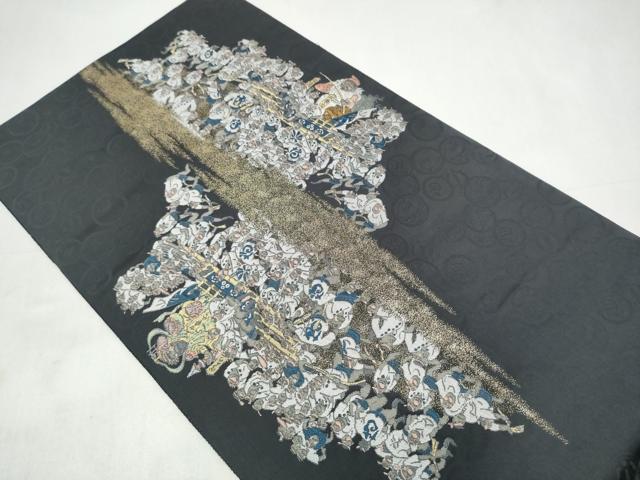 平和屋着物●六通柄袋帯　人物文　金糸　正絹　逸品　CABJ5141hy