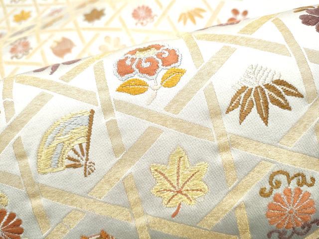 平和屋着物●六通柄袋帯　草花文　金糸　正絹　逸品　CABJ5142hy