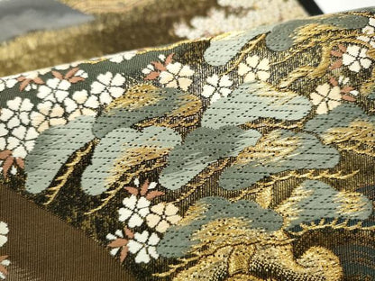 平和屋着物●六通柄袋帯　唐織　流水草花文　金糸　引箔　正絹　逸品　CABJ5143hy