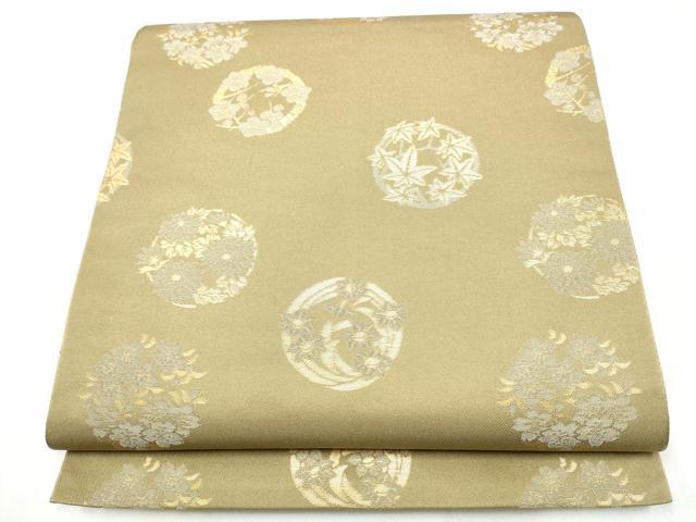平和屋着物●織物一筋名門　織悦　全通柄　本袋帯　草花丸文　金銀糸　正絹　逸品　CABJ5148hy