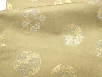 平和屋着物●織物一筋名門　織悦　全通柄　本袋帯　草花丸文　金銀糸　正絹　逸品　CABJ5148hy