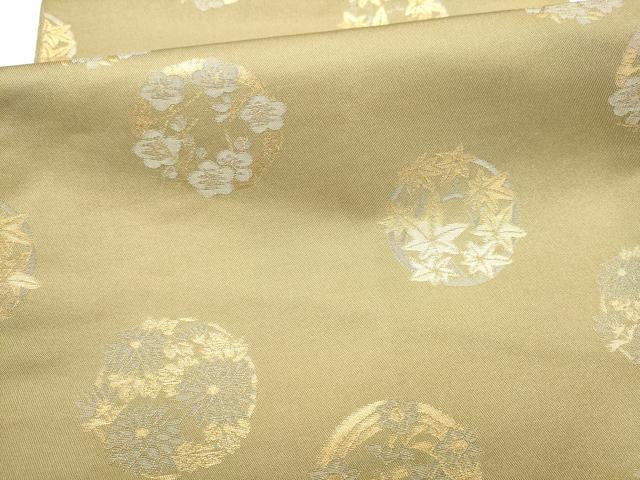 平和屋着物●織物一筋名門　織悦　全通柄　本袋帯　草花丸文　金銀糸　正絹　逸品　CABJ5148hy