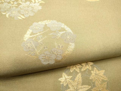 平和屋着物●織物一筋名門　織悦　全通柄　本袋帯　草花丸文　金銀糸　正絹　逸品　CABJ5148hy