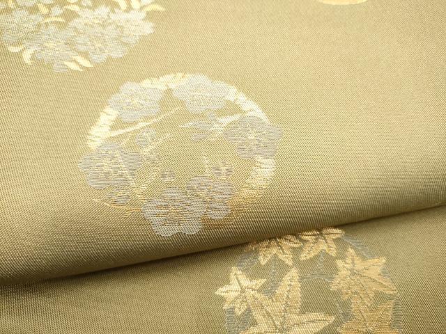 平和屋着物●織物一筋名門　織悦　全通柄　本袋帯　草花丸文　金銀糸　正絹　逸品　CABJ5148hy