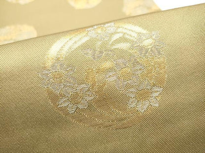 平和屋着物●織物一筋名門　織悦　全通柄　本袋帯　草花丸文　金銀糸　正絹　逸品　CABJ5148hy