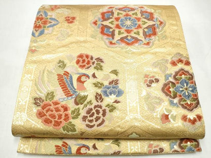 平和屋着物●六通柄袋帯　唐織　正倉院花鳥文　金糸　正絹　逸品　CABJ5149hy
