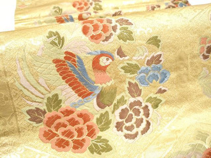 平和屋着物●六通柄袋帯　唐織　正倉院花鳥文　金糸　正絹　逸品　CABJ5149hy