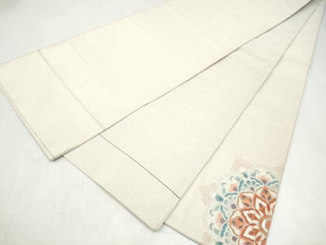 平和屋着物●太鼓柄袋帯　駒刺繍　綴れ　正倉院花文　金彩　正絹　逸品　CABJ5151hy