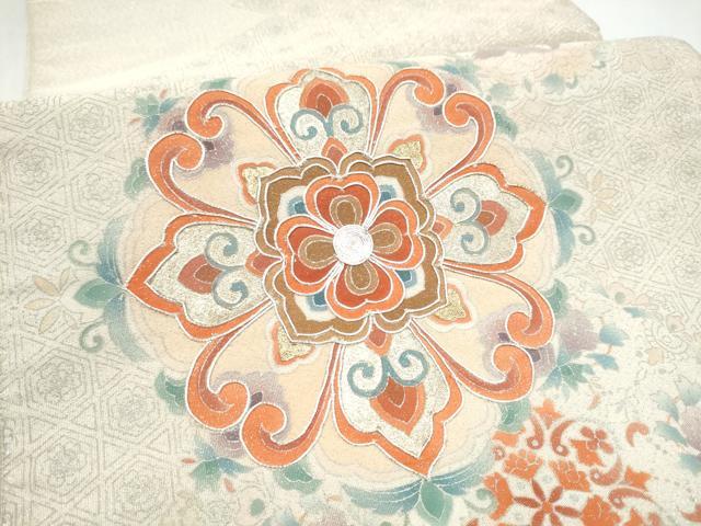 平和屋着物●太鼓柄袋帯　駒刺繍　綴れ　正倉院花文　金彩　正絹　逸品　CABJ5151hy
