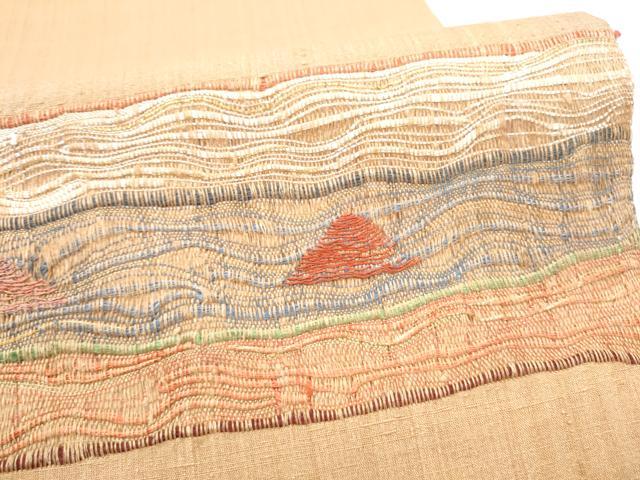 平和屋着物●桝屋高尾　太鼓柄袋帯　紬地　阿仙　抽象文　金糸　正絹　逸品　未使用　CABJ5155hy