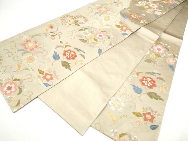 平和屋着物●六通柄袋帯　唐織　花唐草文　金糸　正絹　逸品　CABJ5156hy