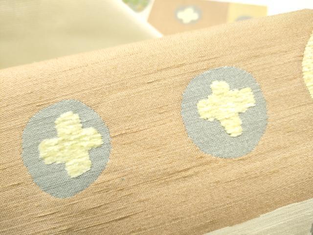 平和屋着物●西陣　川島織物　九寸名古屋帯　モール織　幾何学丸文　正絹　逸品　CABJ5167hy