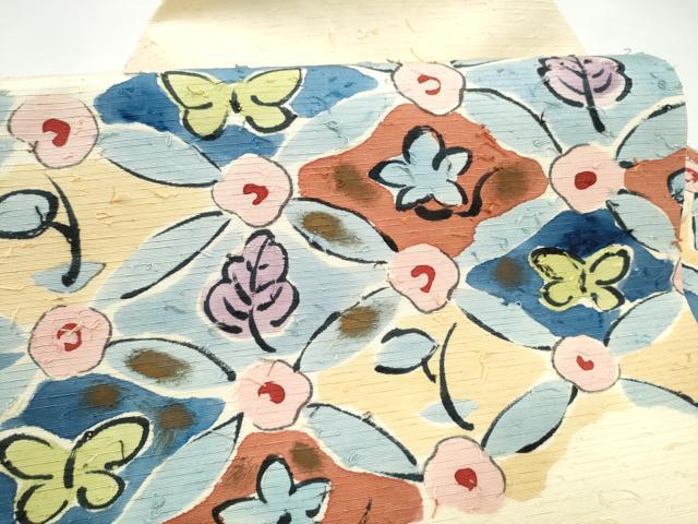 平和屋着物●九寸名古屋帯　作家物　髭紬　辻が花　正絹　逸品　CABJ5170hy