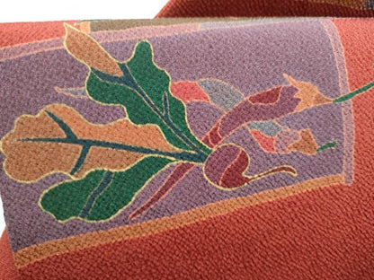 平和屋着物●全通柄　九寸名古屋帯　刺繍　魚　成物　金彩　鬼しぼ縮緬　正絹　逸品　CABJ5173hy