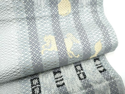 平和屋着物●本場筑前博多織　八寸名古屋帯　瓢箪動物間道　正絹　逸品　CABJ5177hy