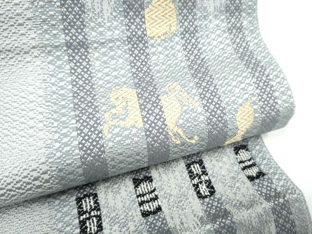 平和屋着物●本場筑前博多織　八寸名古屋帯　瓢箪動物間道　正絹　逸品　CABJ5177hy