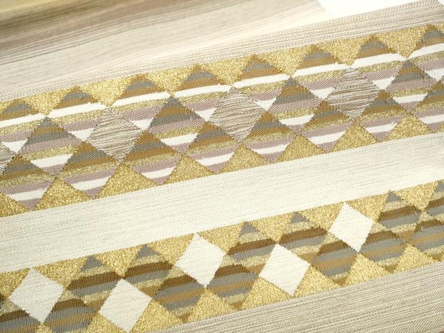 平和屋着物●太鼓柄袋帯　すくい織　横段文　金糸　正絹　逸品　CABJ5184hy