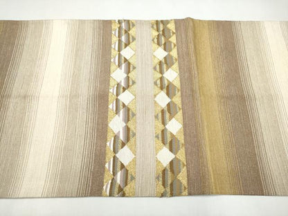 平和屋着物●太鼓柄袋帯　すくい織　横段文　金糸　正絹　逸品　CABJ5184hy