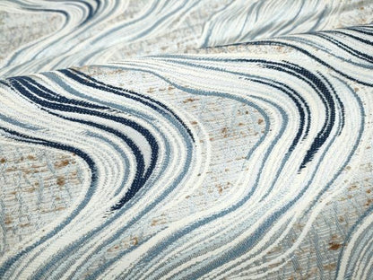 平和屋着物●六通柄袋帯　ぜんまい紬　藍染苑　流水文　銀糸　正絹　逸品　CABJ5187hy