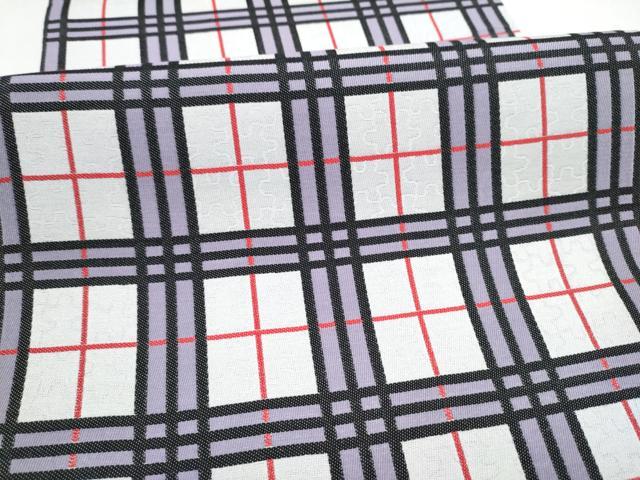 平和屋着物●両面　全通柄袋帯　格子柄　上代28万　反端付き　正絹　逸品　CABJ5191hy
