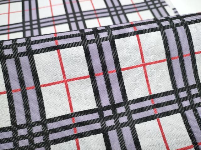 平和屋着物●両面　全通柄袋帯　格子柄　上代28万　反端付き　正絹　逸品　CABJ5191hy
