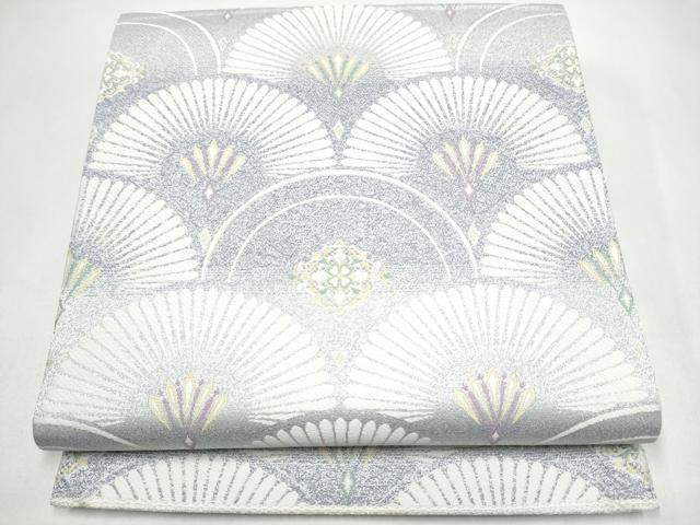 平和屋着物●六通柄袋帯　唐織　菊青海波　ラメ糸　正絹　逸品　CABJ5192hy